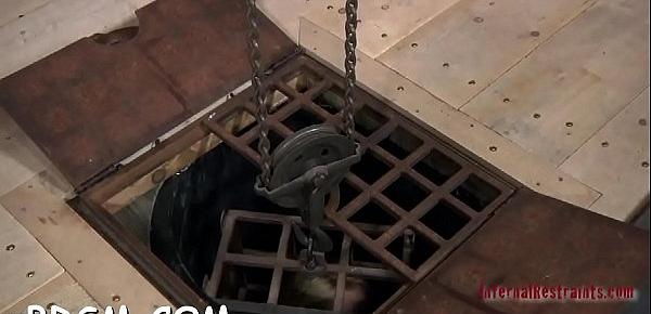  Chained up babe gets doggy position plowing from hangman